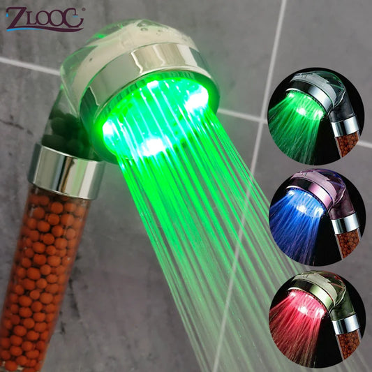 temperature control colorful light handheld rain shower